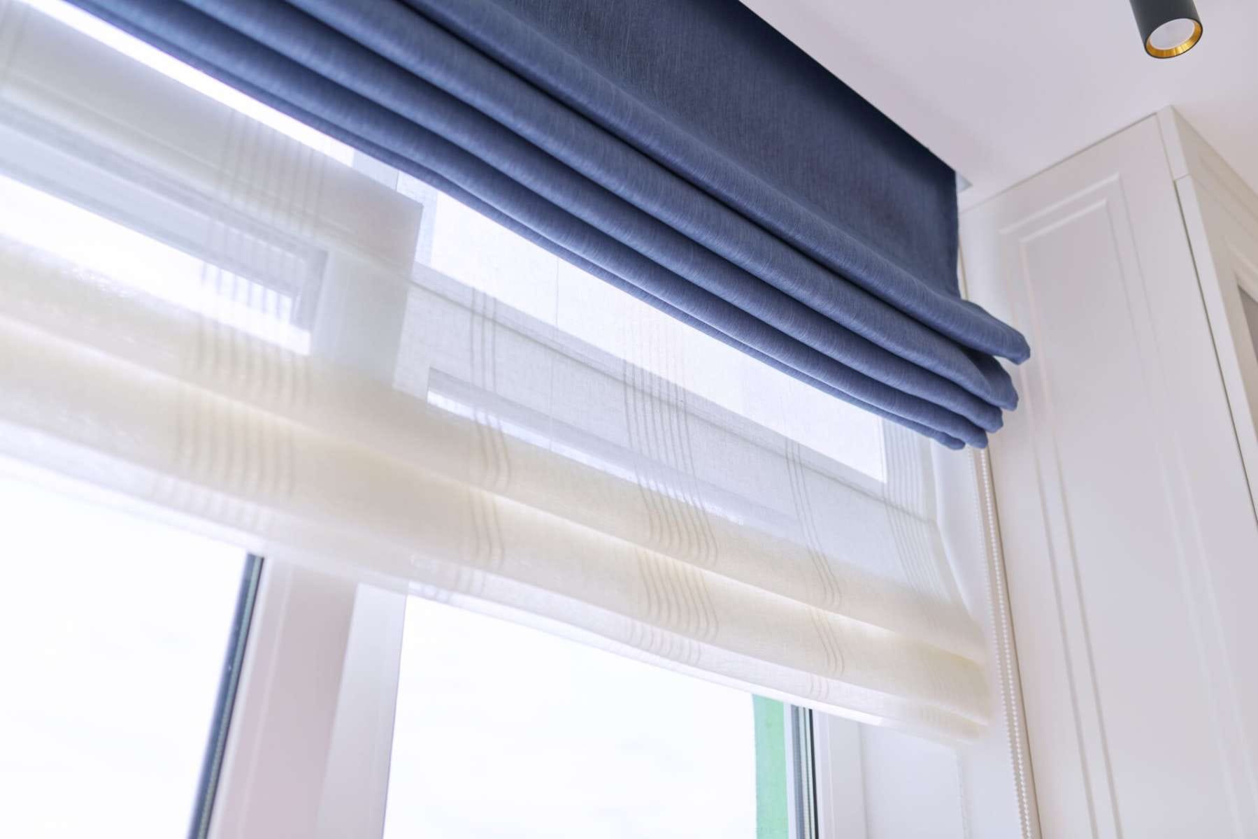 Roman blind in the interior detail close-up